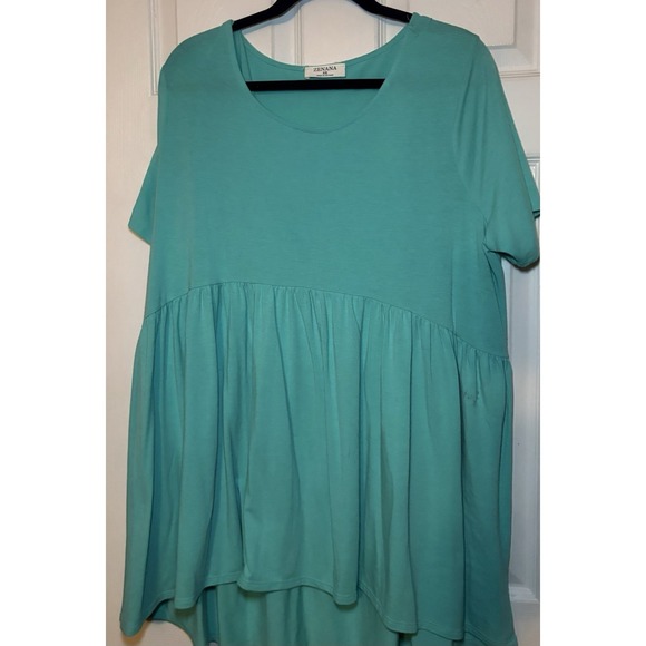 Zenana Premium Tops - Zenana Premium Women's Boutique Skirted Tunic Ruffle Top 3X Aqua Blue